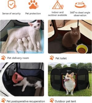 Dog Cat Playpen, Puppy Pet Playpen Indoor for Small Dogs Tent Crates Cage Indoor/Outdoor
