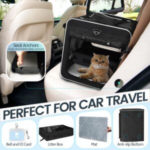 Petskd Extra Large Cat Carrier with Wheels and Litter Box