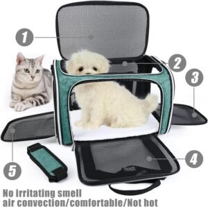 BAGLHER Cat Carrier Bag,Airline Approved Pet Carrier Soft Side Pet Travel 5 Sides