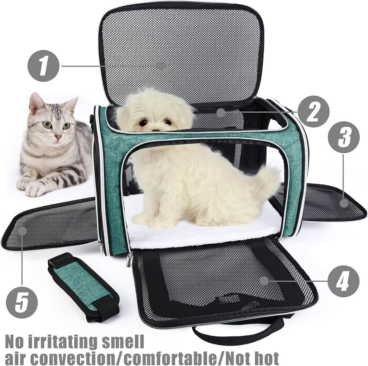 BAGLHER Cat Carrier Bag,Airline Approved Pet Carrier Soft Side Pet Travel 5 Sides