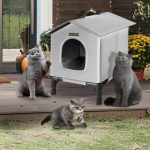 Heated Cat House for Indoor Cats in Winter, Waterproof, Fully Insulated Shelter