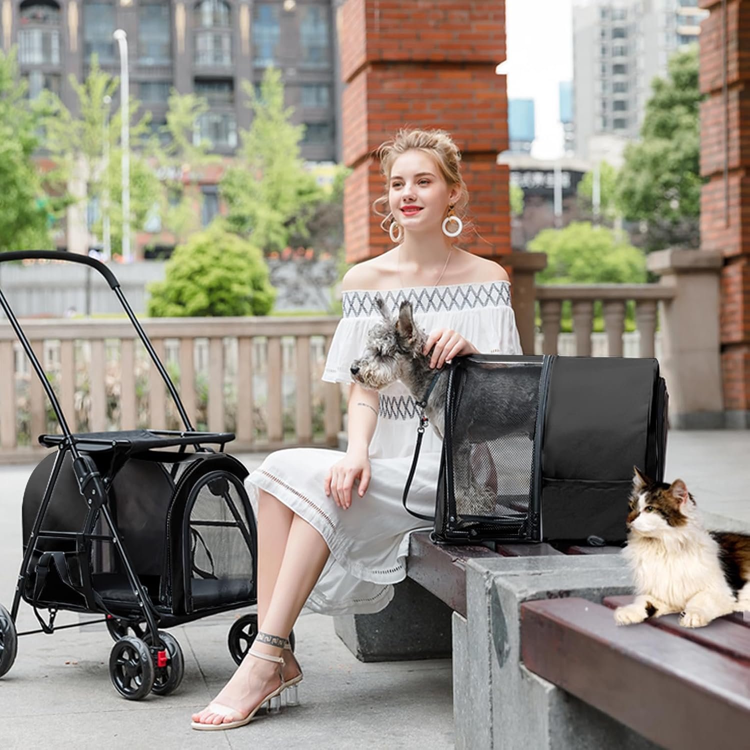 Double Pet Stroller for Dogs and Cats