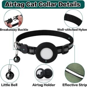 Airtag Cat Collar Breakaway, Reflective Kitten Collar with Apple Air Tag