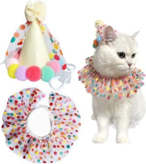 Cat Dog Princess Costumes Puppy Cat Birthday Bandana Scarf and Party Hat